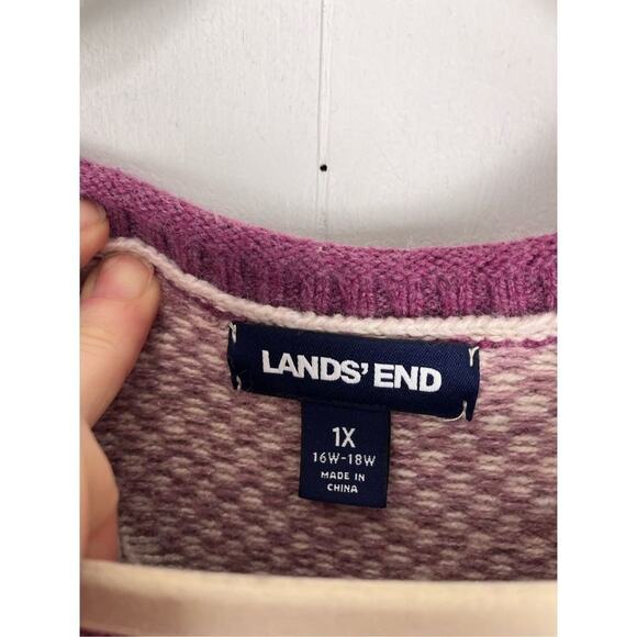 Lands’ End Snowflake Wool & Cotton Blend Thick Sweater Women’s 1X - Picture 2 of 9